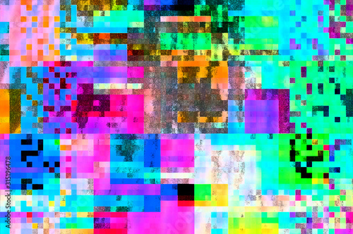 Pixel pattern of a digital glitch / Abstract background of a digital glitch in neon colors. © ub-foto