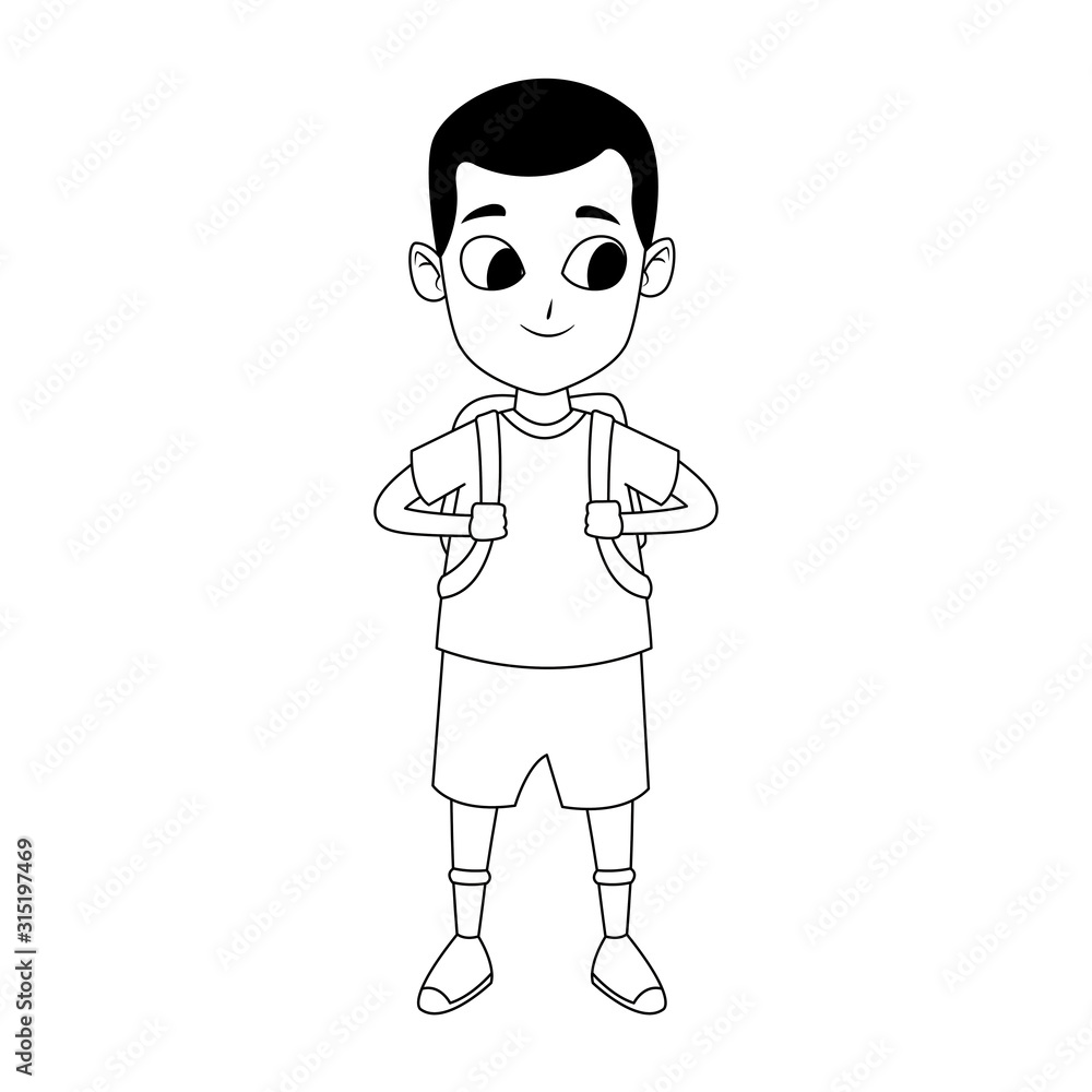 Happy boy standing icon, flat design Happy boy standing icon, flat design