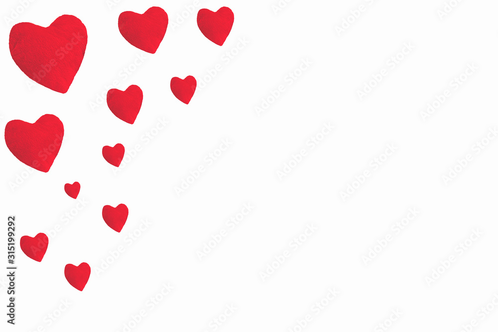 Red shape hearts 3d isolated on white background, copy space Red shape hearts 3d isolated on white background, copy space
