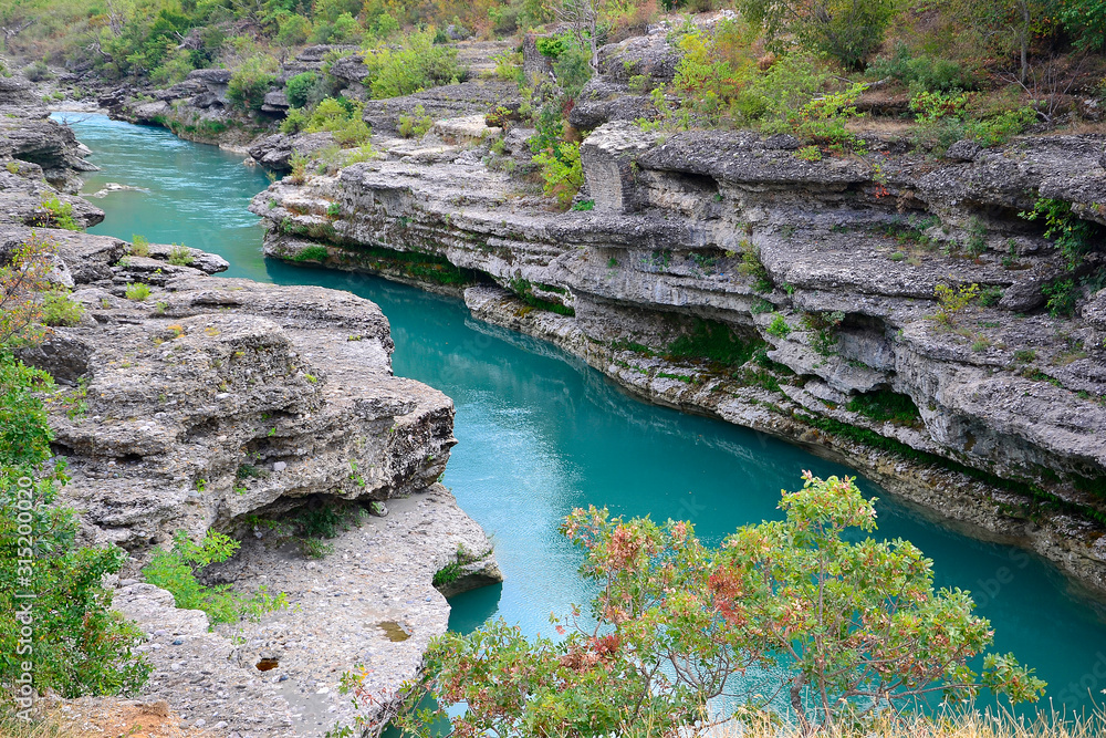 Vjose(Aooc) river in Permet district, Albania.