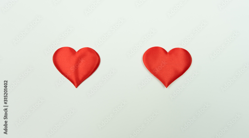 Valentines day, red heart on white background