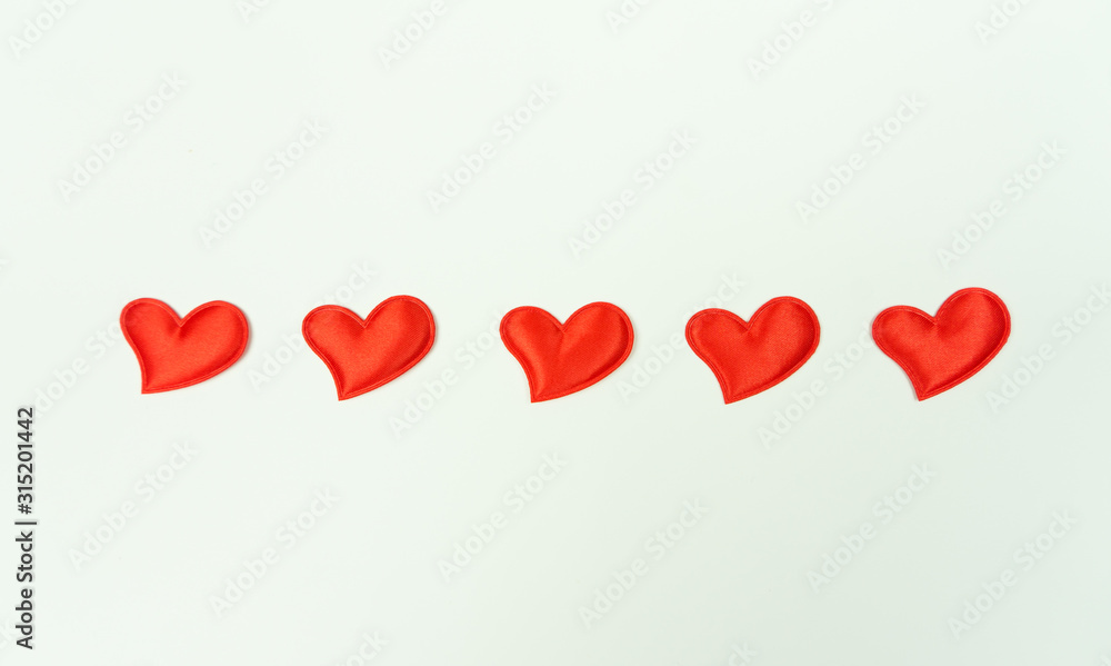 Valentines day, red heart on white background