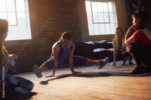 Young hip hop dancers practicing in studio