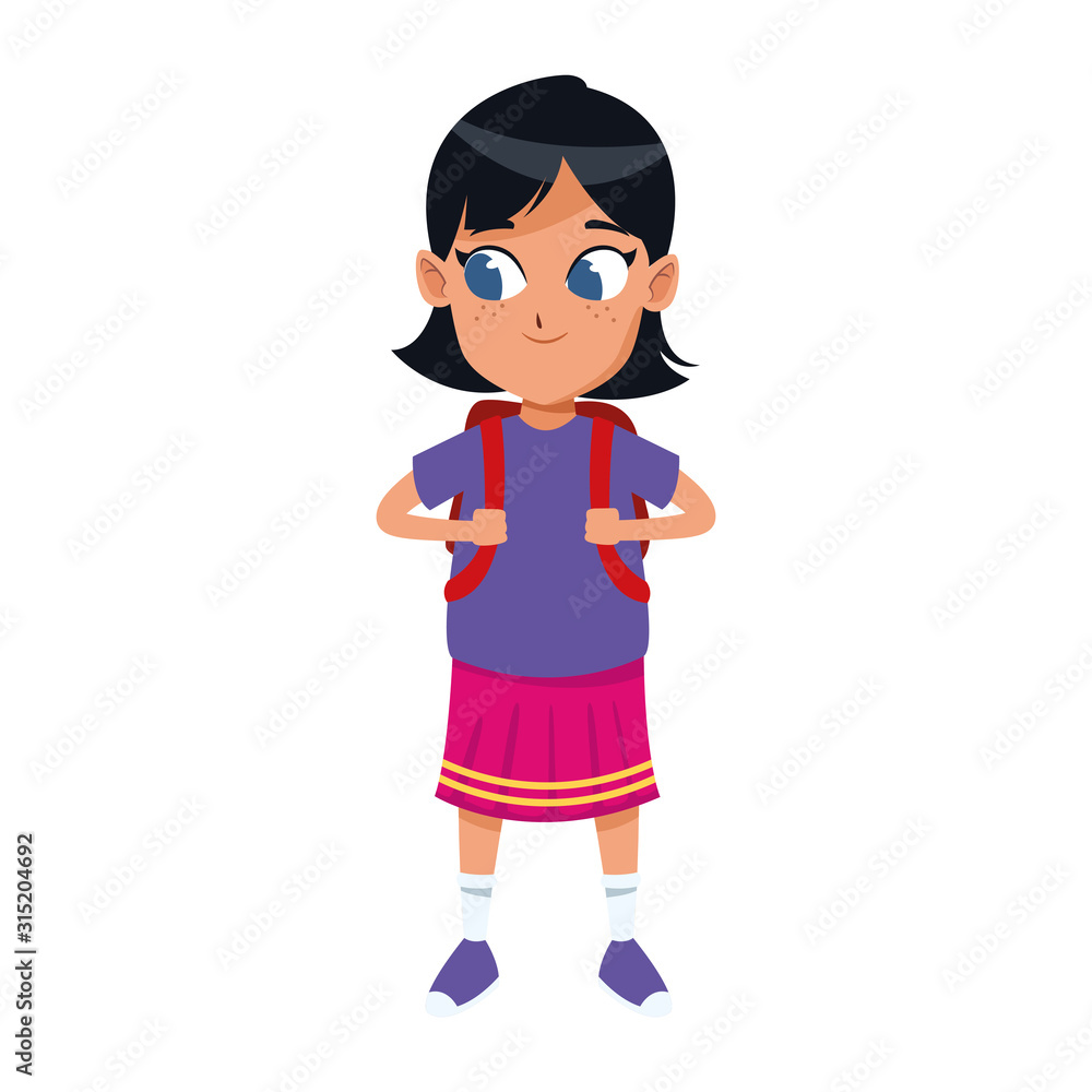 cute Happy girl standing icon, flat design cute Happy girl standing icon, flat design