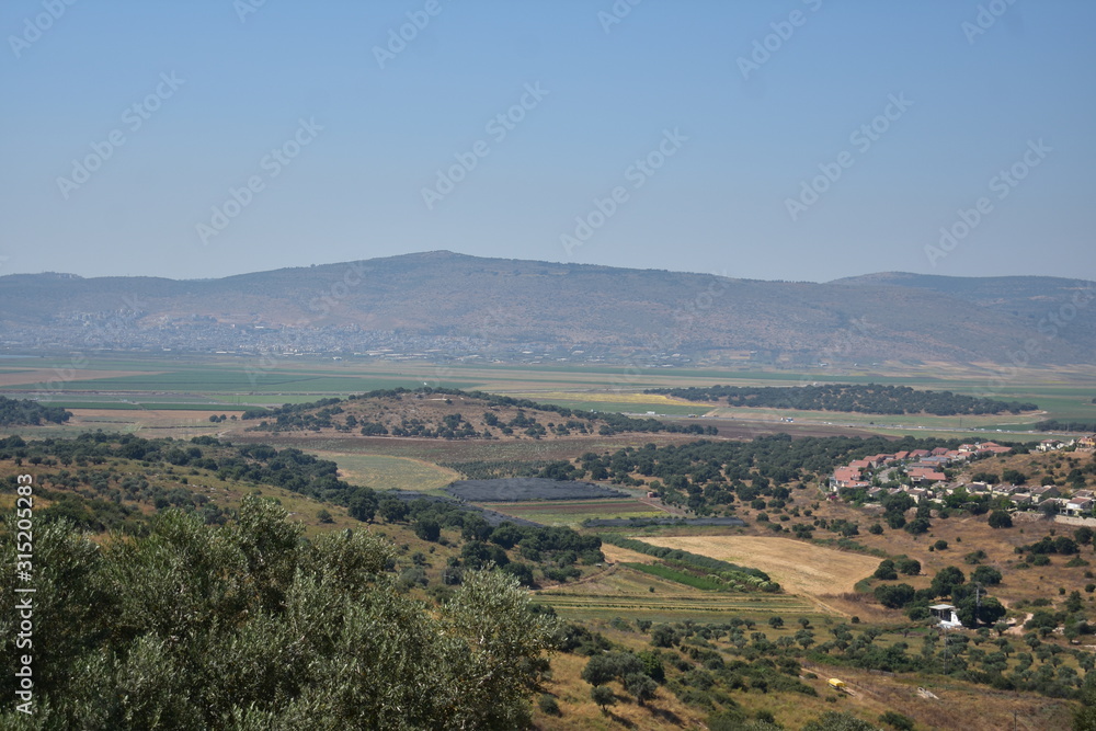 Landscape of a green valley from Sepphoris Zippori National Park in Central Galilee Israel