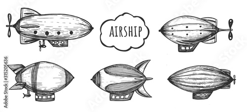 Transport zeppelin and airship set