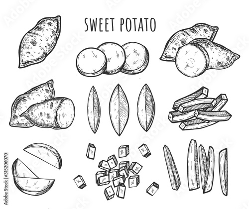 Cutting slicing sweet potato set