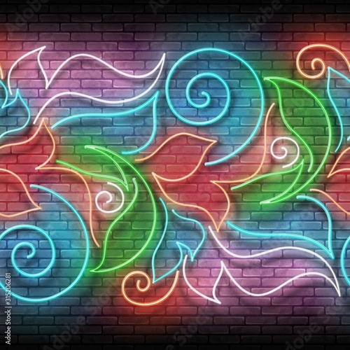 Vintage Glow Signboard with Seamless Ornate Lace in Paisley Garden Style