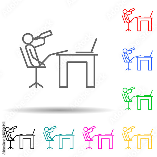 drink at work outline multi color style icon. Simple thin line, outline vector of lazy icons for ui and ux, website or mobile application