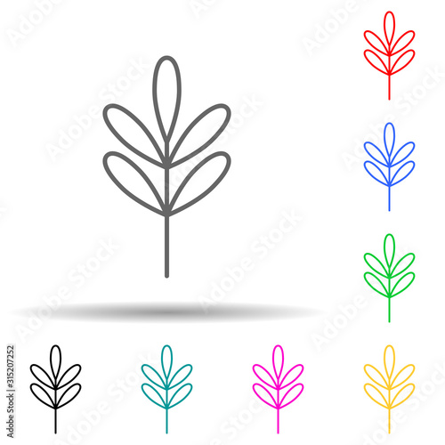 acacia multi color style icon. Simple thin line, outline vector of leaves and flowers icons for ui and ux, website or mobile application