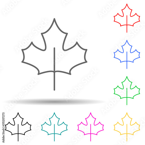 maple leaf multi color style icon. Simple thin line, outline vector of leaves and flowers icons for ui and ux, website or mobile application