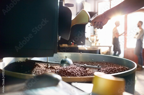 Coffee roaster roasting coffee beans