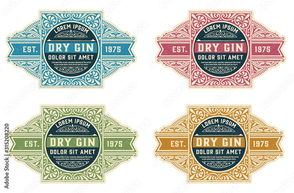 Vintage Gin Label Packaging Layout