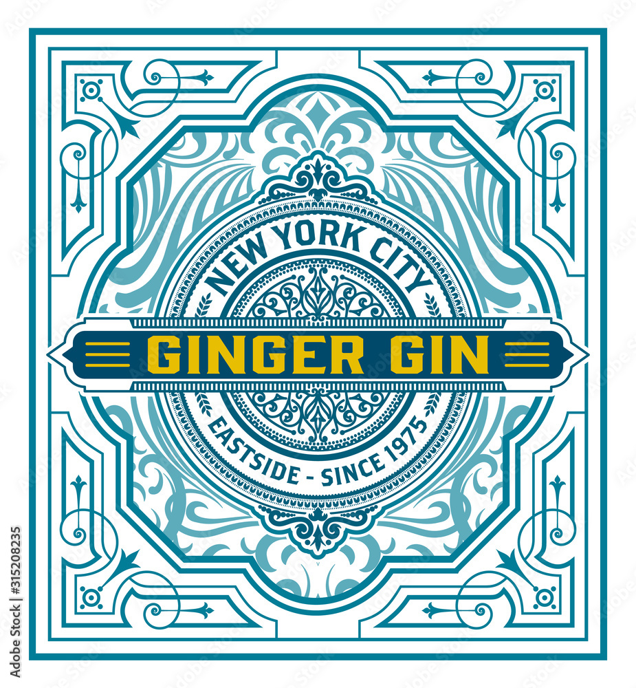 Vintage Gin Label Packaging Layout