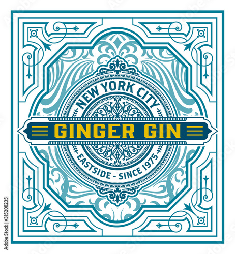 Vintage Gin Label Packaging Layout