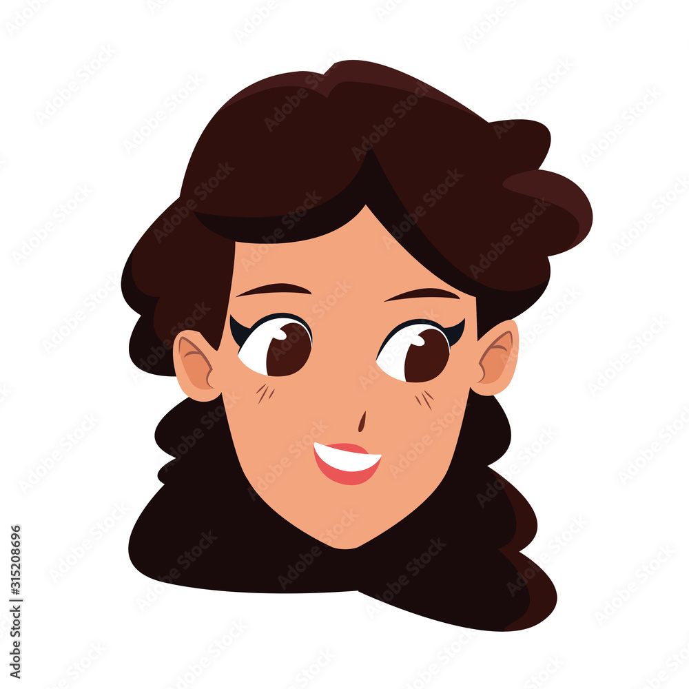Happy woman face smiling icon, colorful design Happy woman face smiling icon, colorful design