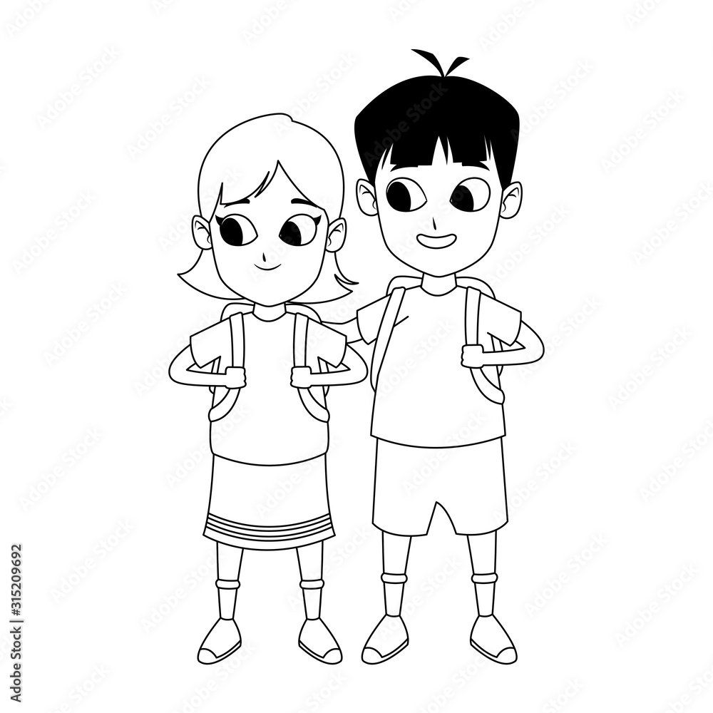 cartoon woman and man standing icon, flat design cartoon woman and man standing icon, flat design