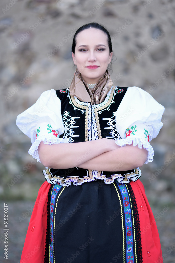 Slovakian folklore Traditional woman costume. 
