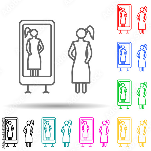 try on a dress multi color style icon. Simple thin line, outline vector of mall shopping center icons for ui and ux, website or mobile application