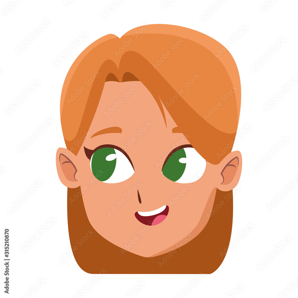 girl with blonde hair icon, colorful design