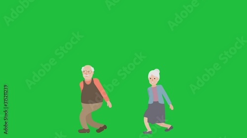 Senior man and woman walking apart.  Looping
Use the included matte clip or your editing software's chroma key function to make a transparent background.