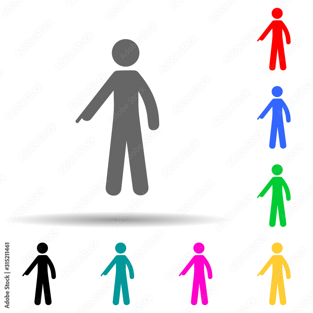 Man down, finger multi color style icon. Simple glyph, flat vector of man pointing finger icons for ui and ux, website or mobile application Man down, finger multi color style icon. Simple glyph, flat vector of man pointing finger icons for ui and ux, website or mobile application