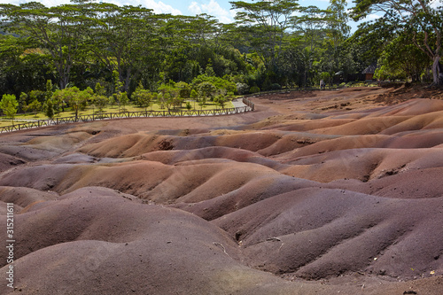 The geological formation called Seven Coloured Earths in the Chamarel plain, Mauritius