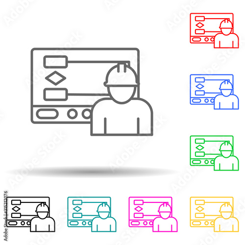 worker multi color style icon. Simple thin line, outline vector of manufacturing icons for ui and ux, website or mobile application