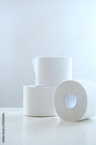 Close up of rolls of toilet paper
