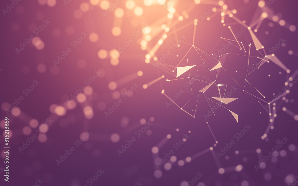 Fototapeta premium Abstract background. Molecules technology with polygonal shapes, connecting dots and lines. Connection structure. Big data visualization.