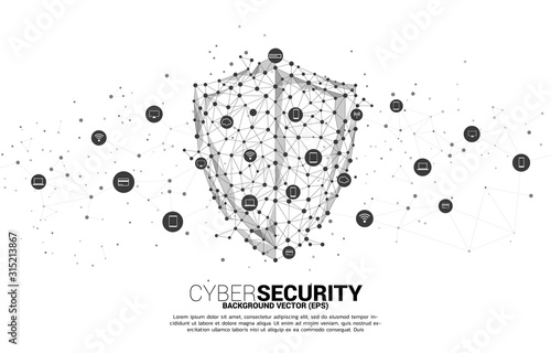 Protection shield icon from dot connect line polygon network. concept of guard security and safety