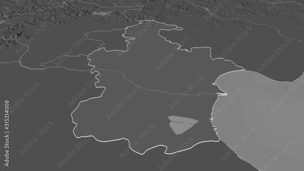 Tianjin, municipality with its capital, zoomed and extruded on the bilevel map of China in the conformal Stereographic projection. Animation 3D Tianjin, municipality with its capital, zoomed and extruded on the bilevel map of China in the conformal Stereographic projection. Animation 3D