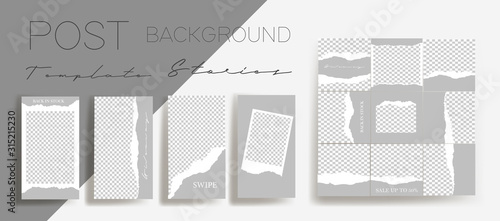 Design backgrounds for social media banner. Set of instagram stories and post frame templates.Vector cover. Mock up for personal blog or shop.Layout for promotion.Endless square puzzle layout