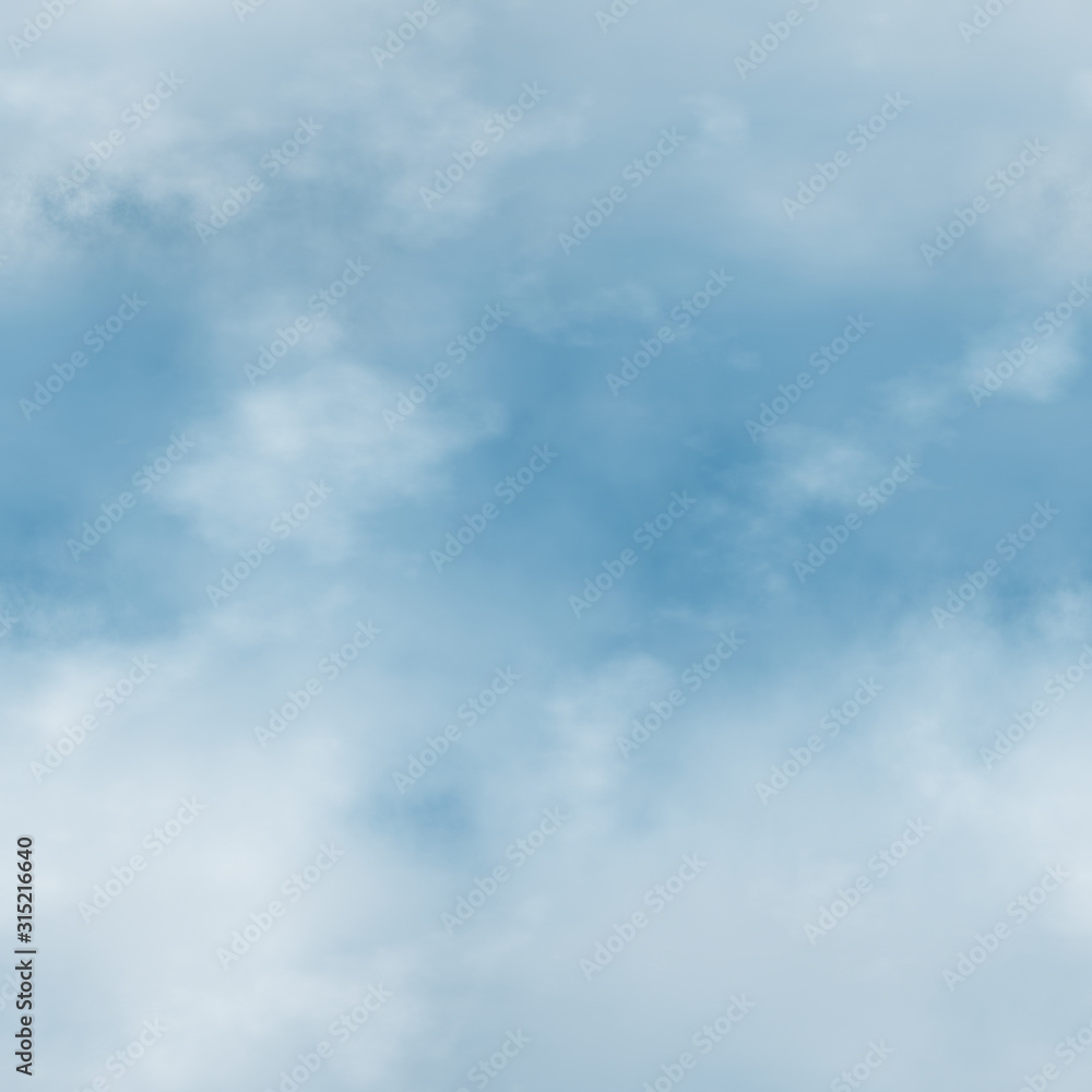 White clouds and blue sky seamless stock illustration.
