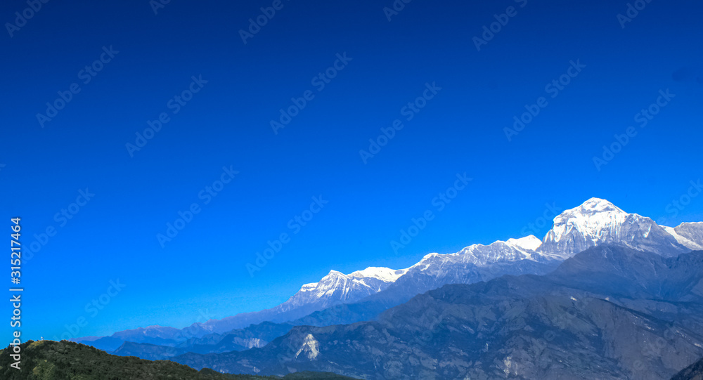 Beautiful and Amazing Snow-covered Mountain With Blue Sky