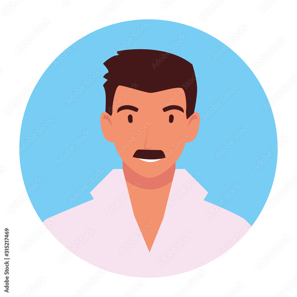 young man on blue background circle young man on blue background circle