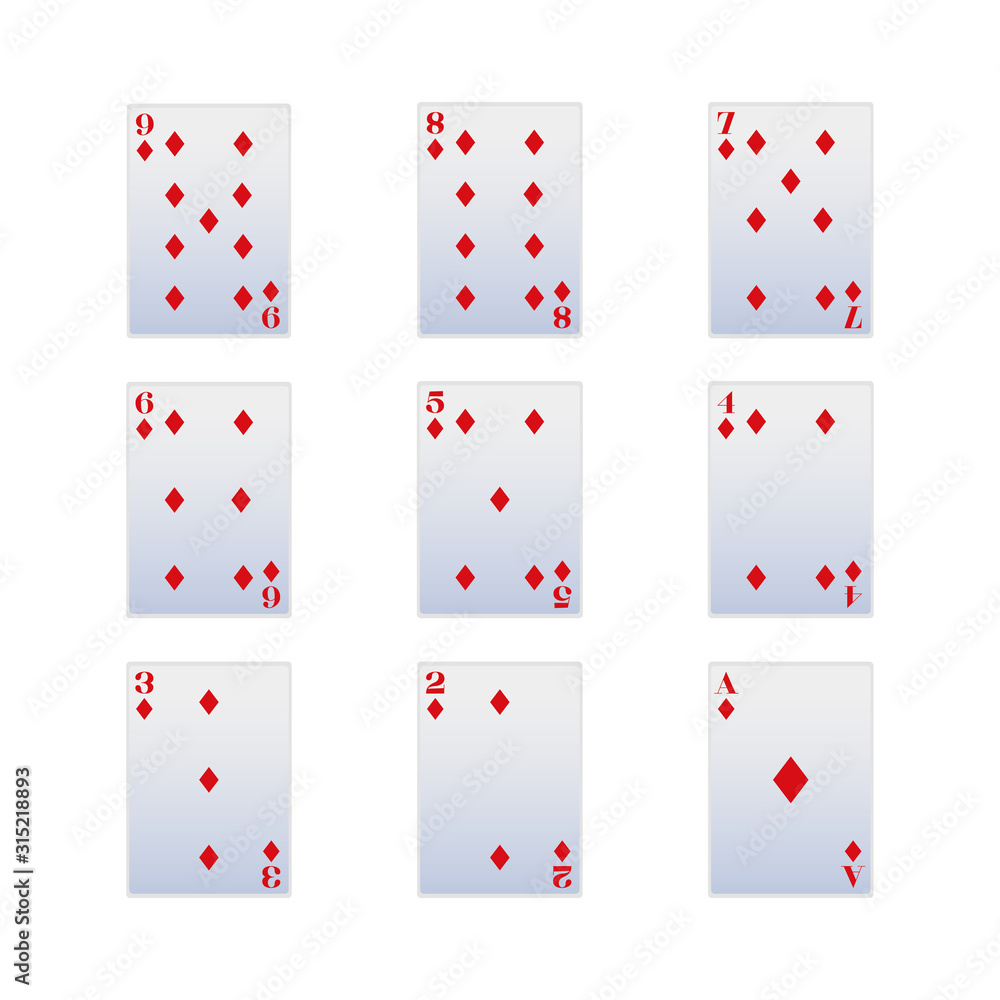 Diamonds suit of gambling cards, colorful design Diamonds suit of gambling cards, colorful design