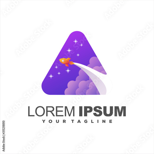 awesome rocket launch logo design