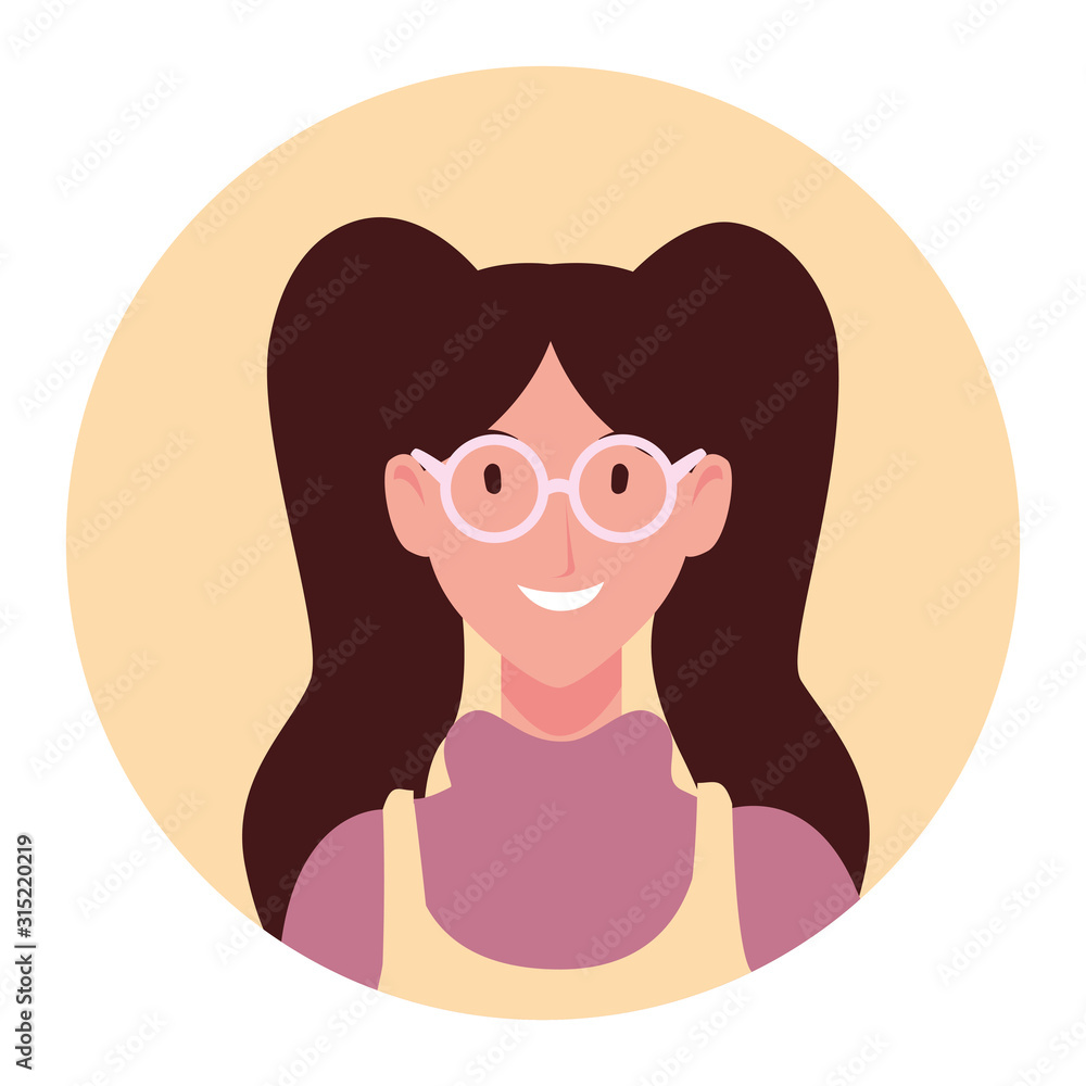 Fototapeta premium young woman on yellow background circle