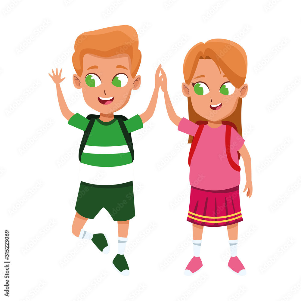 Happy boy and girl smiling icon, colorful design Happy boy and girl smiling icon, colorful design