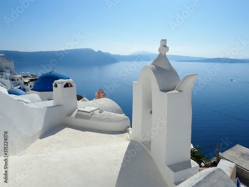 Unique View of the White and Bluebuildings of Santorini, Greece