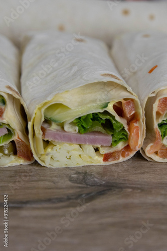 Healthy food on old wooden background. Concept of proper nutrition. Top view photo