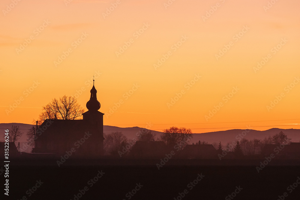 view of the old Church of one of the villages in Lower Silesia