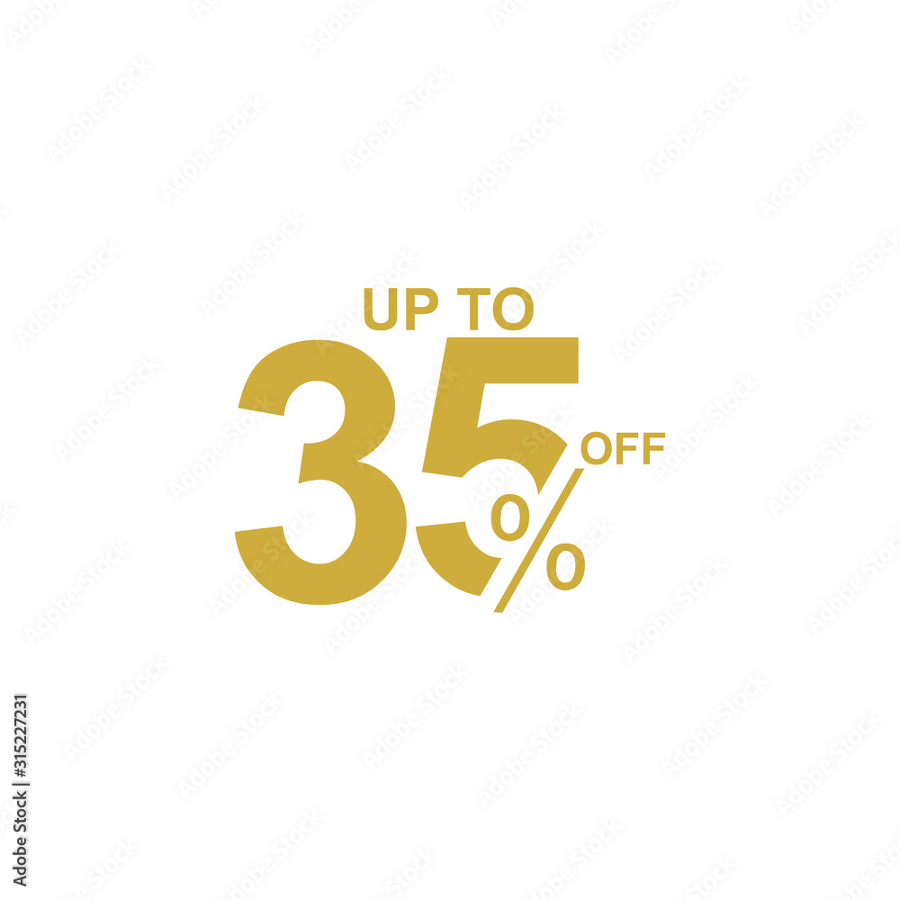 Discount Label up to 35% off Vector Template Design Illustration