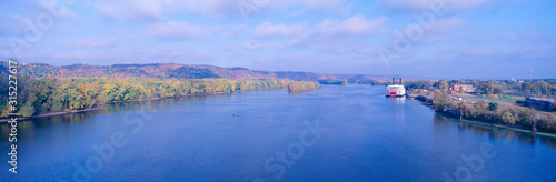 Photography American Queen paddlewheel ship on Mississippi River, Wisconsin