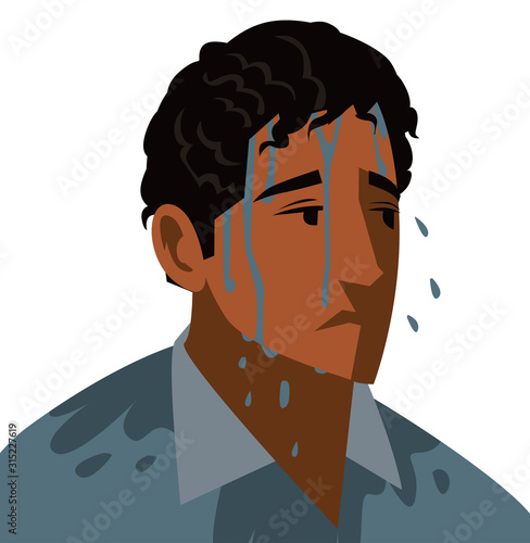water drops nervous sweating man face