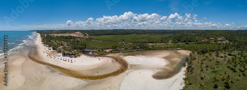 Panoramic Aerial drone view of Cururupe beach in Ilhéus city Bahia Brazil photo