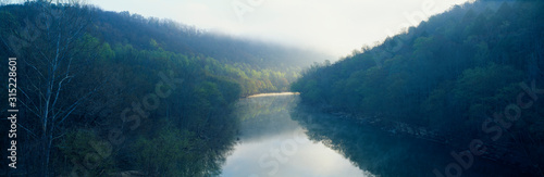 Morning fog on Cumberland River, Kentucky