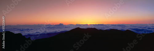 Sunrise over Haleakala volcano summit, Maui, Hawaii