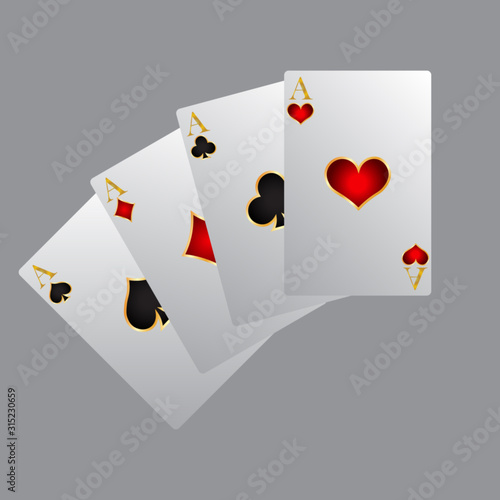 Playing cards with golden details, vector illustration.